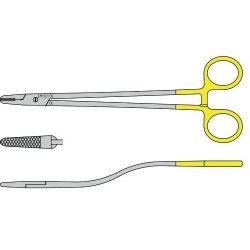 Bozemann Needle Holder With Tungsten Carbide Jaws And Box Joint With Curved Shanks 200mm Straight
