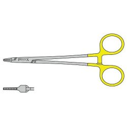 Ryder Needle Holder With Micro French Eye Tungsten Carbide Jaws And Box Joint 200mm Straight