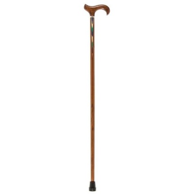 Ovangkol Wood Cane with Derby Handle and Chrome Collar