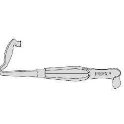 Rowe Buccal Double Ended Flat Retractor Curved To Left With Hollow Handle 215mm