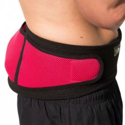 4Dflexisport Black and Raspberry Lumbar Support Belt with Ice and Heat Pack