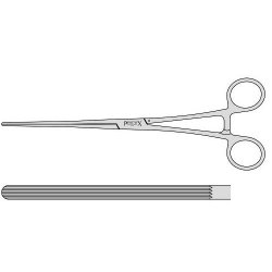 Doyen Intestinal Clamp With 100mm Longitudinal Serrated Blades And Box Joint 230mm Straight