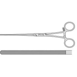 Kocher Intestinal Clamp With 125mm Longitudinal Serrated Light Spring Blades And Box Joint 250mm Straight