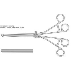Lane Twin Anastomosis Clamp With 140mm Longitudinal Serrated Large Blades And Box Joint 320mm Curved