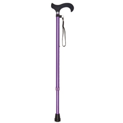 Metallic Purple Adjustable Walking Stick with Soft-Grip Silicone Derby Handle