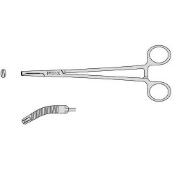 Faure Peritoneal Forceps Curved With 1 Into 2 Teeth And Serrated Jaws With A Box Joint 200mm Curved