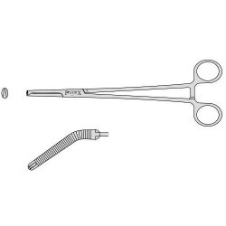 Phaneuf Peritoneal Forceps Angled On Flat With 1 Into 2 Teeth And Serrated Jaws With A Box Joint 215mm Angled