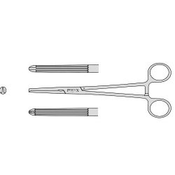 Gwilliam Hysterectomy Clamp Straight Longitudinal Serrated Jaws With 1 Into 2 Teeth And A Box Joint 200mm Straight