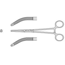 Gwilliam Hysterectomy Clamp Curved Longitudinal Serrated Jaws With 1 Into 2 Teeth And A Box Joint 200mm Curved
