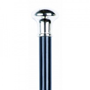 Silver-Plated Knob Handle Black Beech Walking Stick