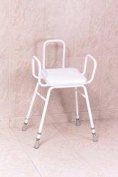 Malvern Vinyl Seat Perching Stool - Adjustable  Height with Armrests and Backrest