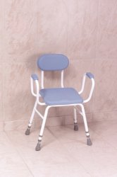 Polyurethane Moulded Perching Stools - Extra Low - Adjustable Height with Padded Armrests and Padded Backrest