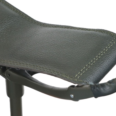 Luxury Moss-Green Leather Height-Adjustable Shooting Seat Stick