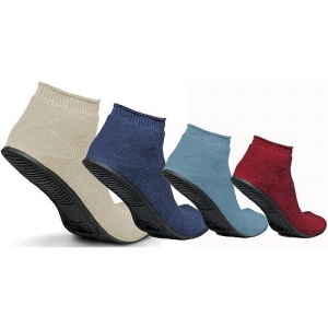 Medline Terry Cloth Sure Grip Rubber Sole Medium/Light Blue Slipper Socks