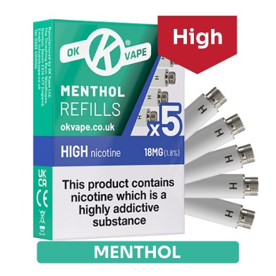OK Vape E-Cigarette High Strength Menthol Refill Cartridges (18mg)