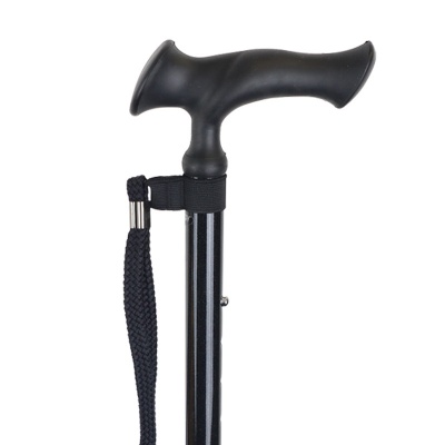 Ziggy Classic Black Folding Walking Stick with Ergonomic Gel Handle