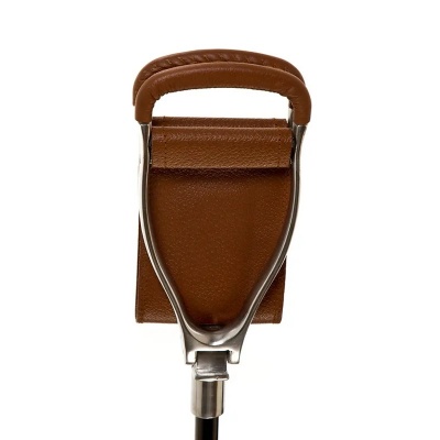 Adjustable Shooting Stick with Extra Large Brown Leather Seat
