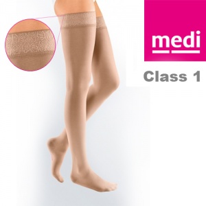 Medi Mediven Elegance Class 1 Beige Thigh Compression Stockings with Top Band