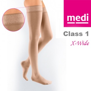 Medi Mediven Elegance Class 1 Beige Extra Wide Thigh Compression Stockings with Top Band