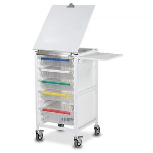 Bristol Maid Fixed-Height Chart Trolley with Four Small Trays and One Large Tray