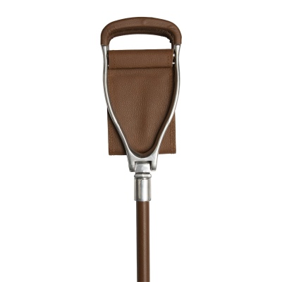Country Short Tan Leather Walking Seat Stick