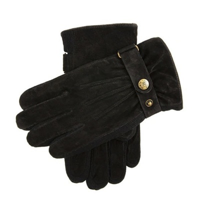 Dents Chester Men's Three-Point Black Suede Fleece-Lined Gloves
