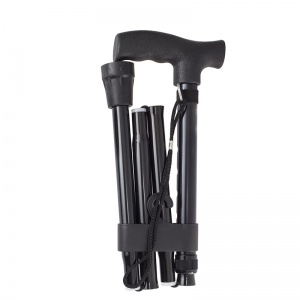 Drive Medical Black Adjustable Folding Walking Stick with Strap