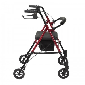 Drive Medical R8 Red Adjustable Rollator With Seat and Backrest