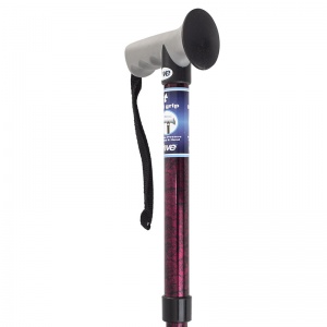 Drive Medical Red Crackle Folding Walking Stick with Gel Grip Handle
