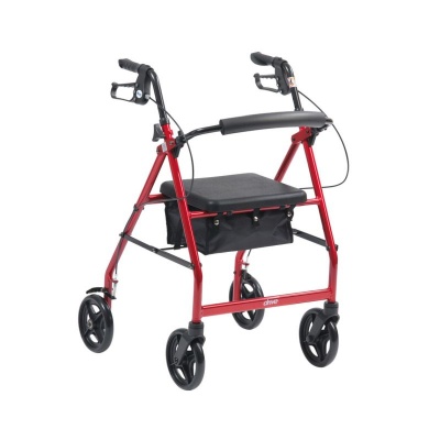 Drive Medical Red Lightweight Aluminium Rollator with 7'' Wheels