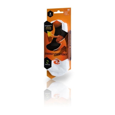 Enertor White and Orange Everyday Sport Socks (Pack of 2 Pairs)