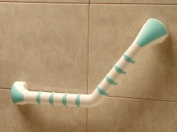 Prima Angled Grab Bar in White and Mint 16'' / 40cm