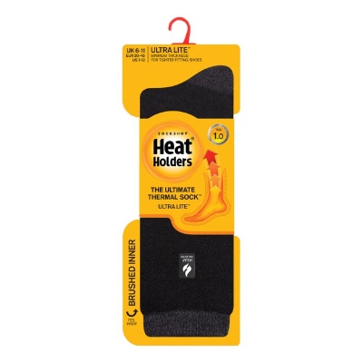 Heat Holders Ultra Lite Black Men's Thin Thermal Socks (Pack of Three Pairs)