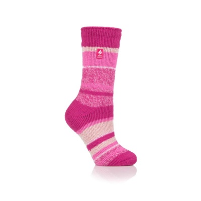 Heat Holders Original Pink Striped Women's Thermal Socks (Pack of Three Pairs)