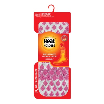 Heat Holders Women's Pink/Grey Thermal Slipper Socks (Pack of Three Pairs)