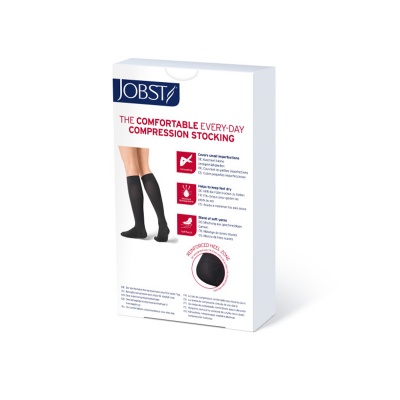 JOBST Opaque Compression Class 1 (18 -  21mmHg) Knee High Navy Open Toe Compression Garment with Dotted Silicone Band