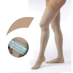 JOBST Opaque Compression Class 2 (23 -  32mmHg) Thigh High Sand Closed Toe Compression Garment with Soft Silicone Band