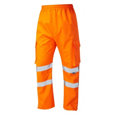 Leo Workwear L01 Appledore Hi-Vis Waterproof Overtrousers (Orange)