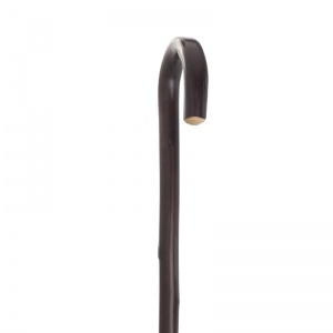 Ladies' Chestnut Crook Walking Stick with Edelweiss Carving