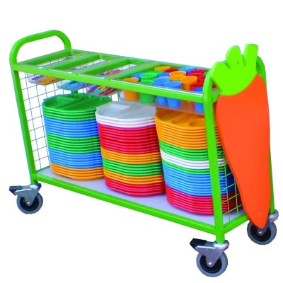 School Canteen Large Tray and Cutlery Collection Trolley