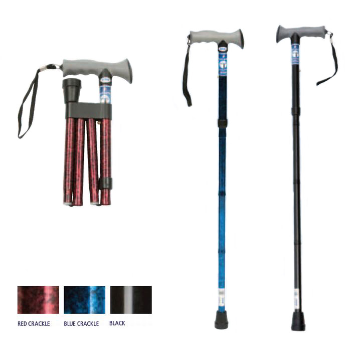 Drive Medical Folding Walking Stick with Gel Grip Handle Sports