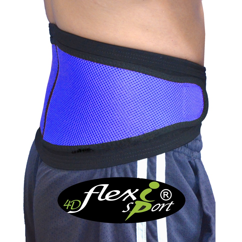 4Dflexisport® Blue Lumbar Support Belt with Side Pulls Sports