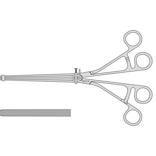 Lane Twin Anastomosis Clamp With 140mm Longitudinal Serrated Large Blades And Box Joint 320mm Straight