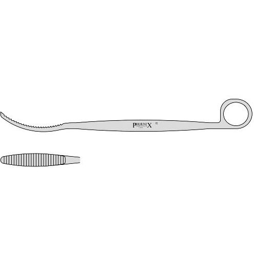 Lane Bone Elevator With A Serrated Slight Curved End And A Finger Ring Handle 260mm Curved