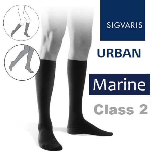 Sigvaris Urban Men's Calf Class 2 Marine (Navy Blue) Compression Stockings Sports Supports
