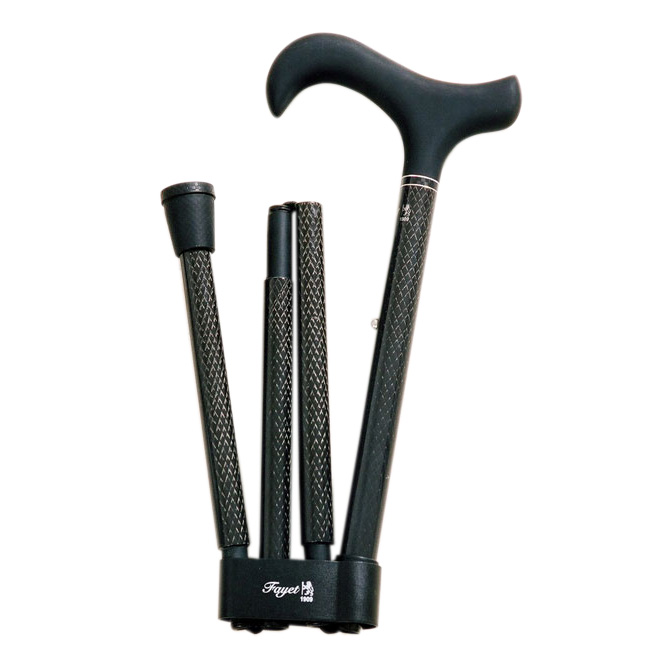 Fayet Adjustable Folding Derby Handle Walking Stick with Black Diamond