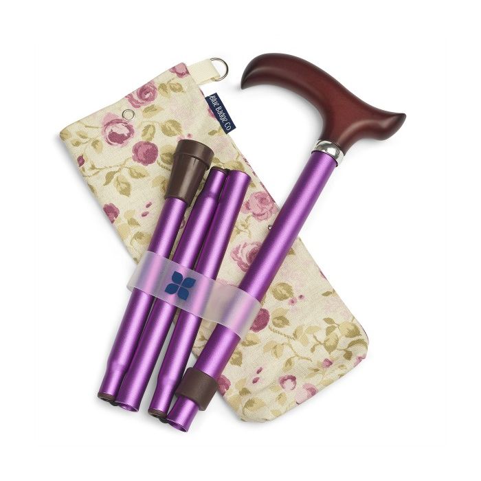 Blue Badge Company Adjustable Folding Purple Walking Stick and Mulberry