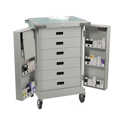 Bristol Maid Dispensing Tray Trolley with Double Doors, Six Shallow