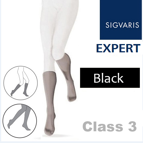 Sigvaris Expert for Women Calf Class 3 Black Compression Stockings