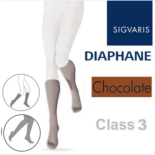 Sigvaris Diaphane Calf Class 3 Chocolate Compression Stockings